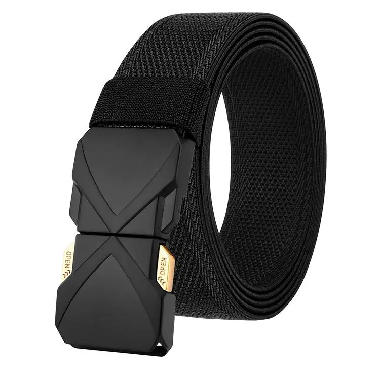 KZZ Men's Quick-Release Buckle Belt - Automatic, Casual, Concealable Elastic Web Belt with Cow Hide Material, Zinc Alloy Buckle, Breathable Mesh for Golf, Daily Wear - Christmas Gifts for Him, Automatic Men's Belts, Casual Men's Belts
