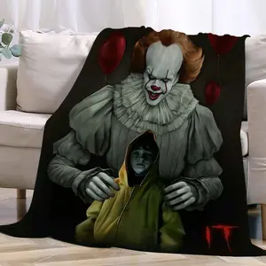 Clown Pennywise it Horror Movie Halloween Blanket Ultra-Soft Warm Plush Soft Throw Gifts Lightweight Flannel Blankets for All Season Bed Couch Chair Living Room 80"x60" Large for Men Women