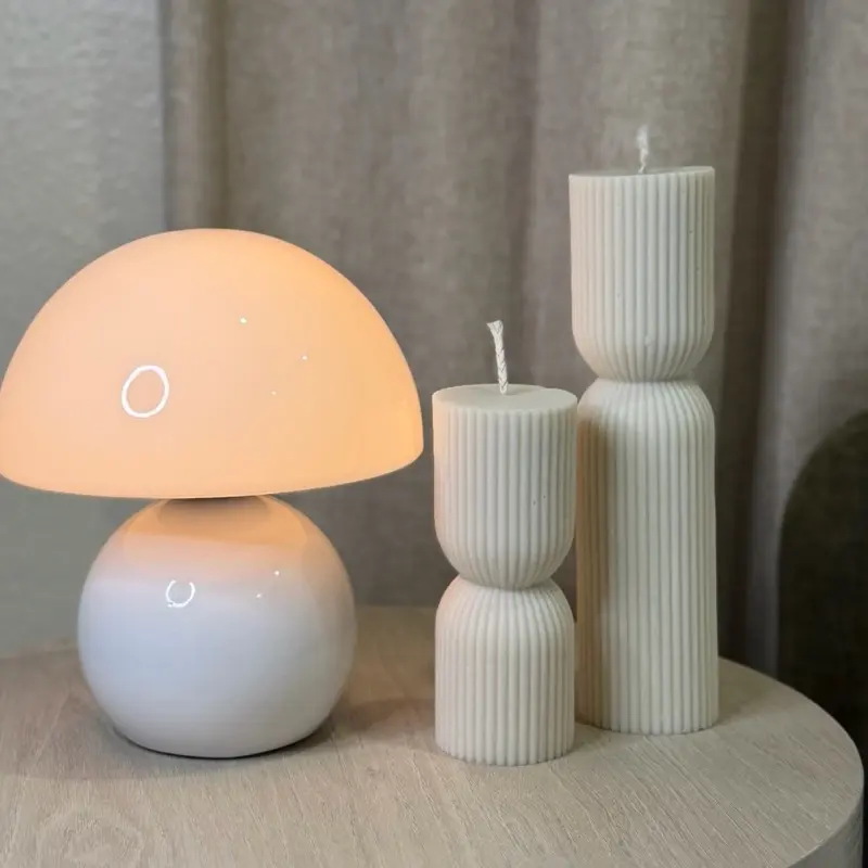Ribbed Pillar Candle Set | Modern Decorative Candles | Neutral Home Decor | Luxury Soy Candle