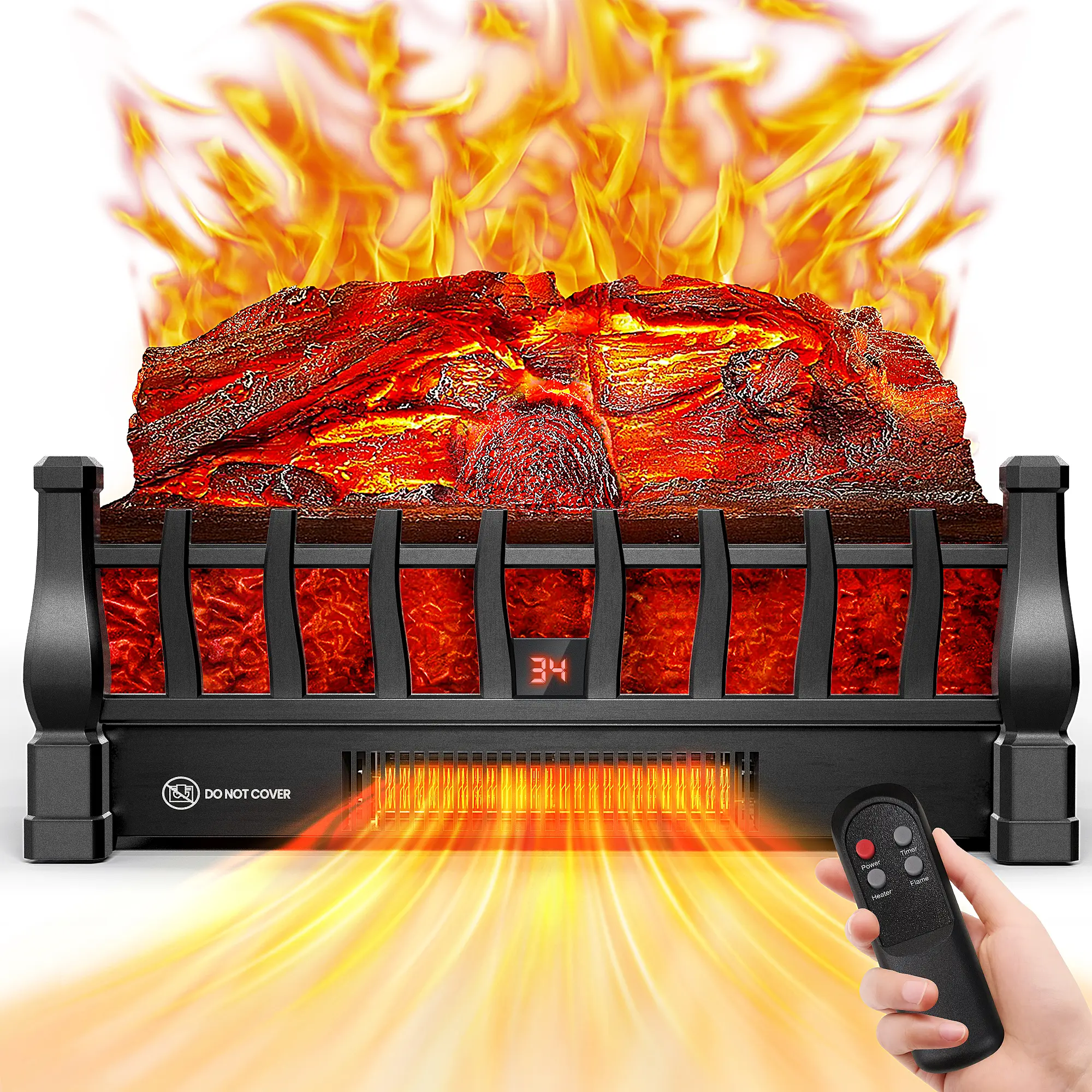 Electric Fireplace Log Inserts Heater, Home Decor Appliance with Remote Control