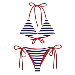 Sailor Triangle Bikini  Blue and Red Bikini Striped