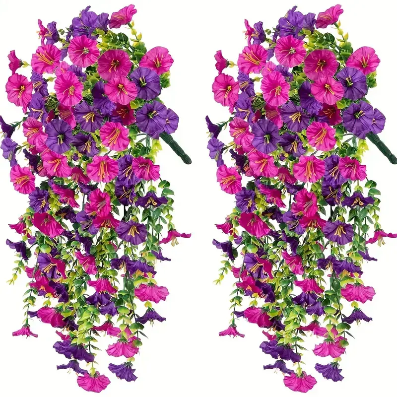 Artificial Morning Glory Vine 2-Pack, Faux Hanging Flower Garland Plants, Realistic Fake Vine Decor for Outdoor Garden, Home, Office & Patio, Holiday Decoration for Christmas, Halloween & Valentine’s Day summerwins