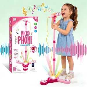 Upgraded karaoke machine, pink for kids, with music and flashing stage lights, adjustable stand, educational toy, Portable karaoke machine, suitable gift for children aged 3 and up, perfect for children's parties and interactive activities