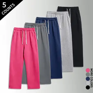 “5-Pack/5 Counts” affordable five-piece set of wide-leg athletic pants in multiple colors, suitable for everyday wear and street style outfits:
