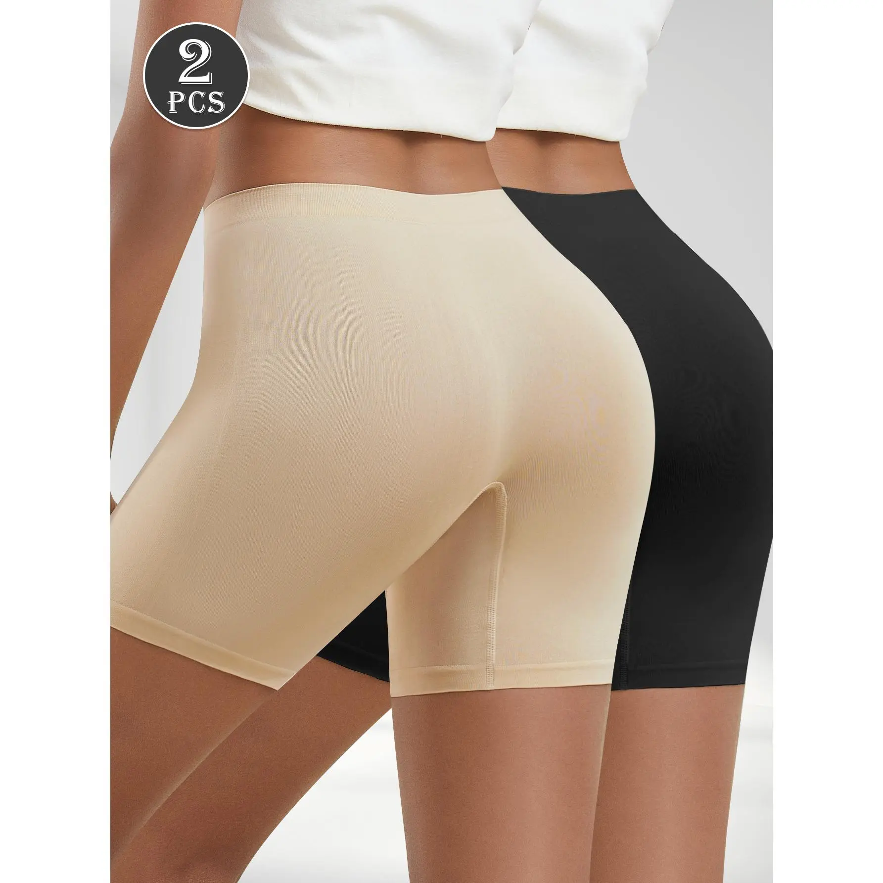 QUASTI High-Elastic & Skin-Friendly Fitness Yoga Boxer Briefs for Women - Solid Color Shaping Bottom Basic Tummy Underwear Short, S-XXL