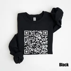 Middle Finger QR Code Funny Sweatshirt, Fuck You QR Code, Sarcastic Joke Gag Gift Ideas, Funny Middle Finger Sweatshirt, Meme Sweatshirt