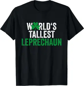 Funny St Patrick's Day Gnome World Biggest Leprechaun T-Shirt Pure Cotton Graphic Tees Menswear Top: Gifts for Men & Women