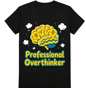 Professional Overthinker" Funny Brain Graphic T-Shirt | Relatable Mental Health Tee