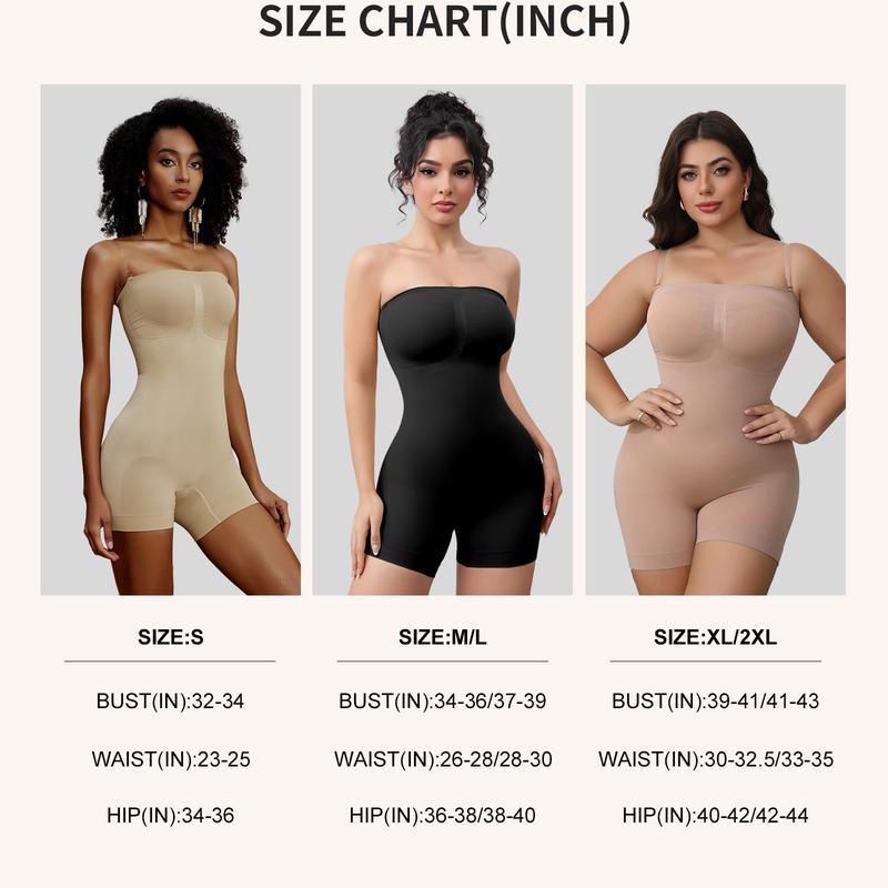 Mobeso Women‘s Seamless Bodysuit  Convertible Strapless/Off-Shoulder Shapewear with Compression Tummy Control & Removable Straps Minimalist Womenswear