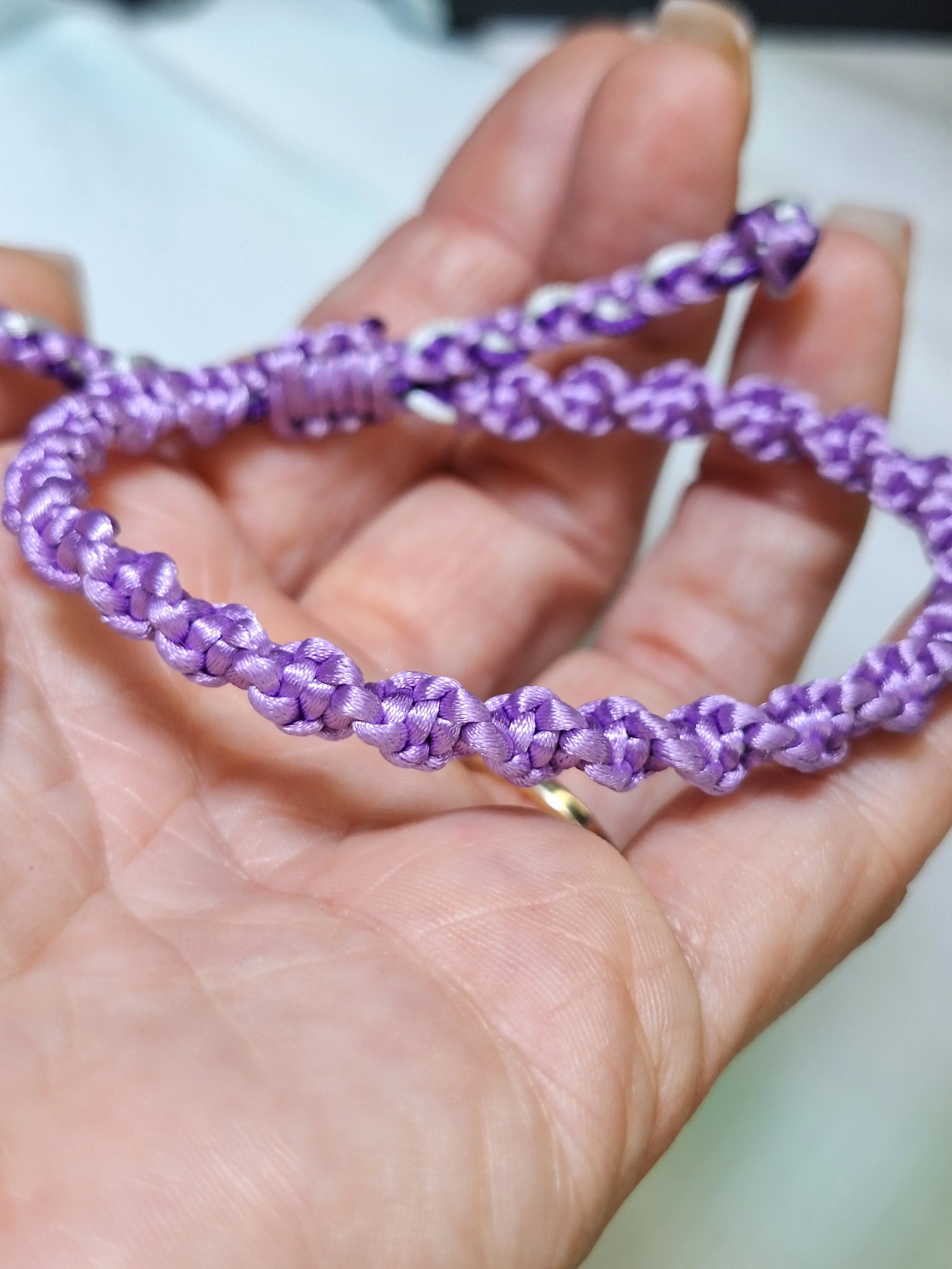 Handmade Purple Lustrous Spiral Bracelet - Metallic Satin Cord