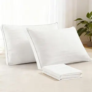 2-Pack Goose Feather Down Pillows - 100% Cotton Cover, Pillows, King Size for Stomach, Side & Back Sleepers