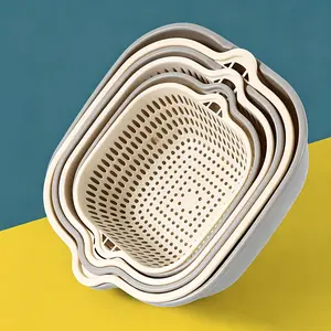 6pcs/set Mixed Size Kitchen Strainer Drain Basket,Plastic Washing Bowl for Fruit & Vegetable, HomeKitchen