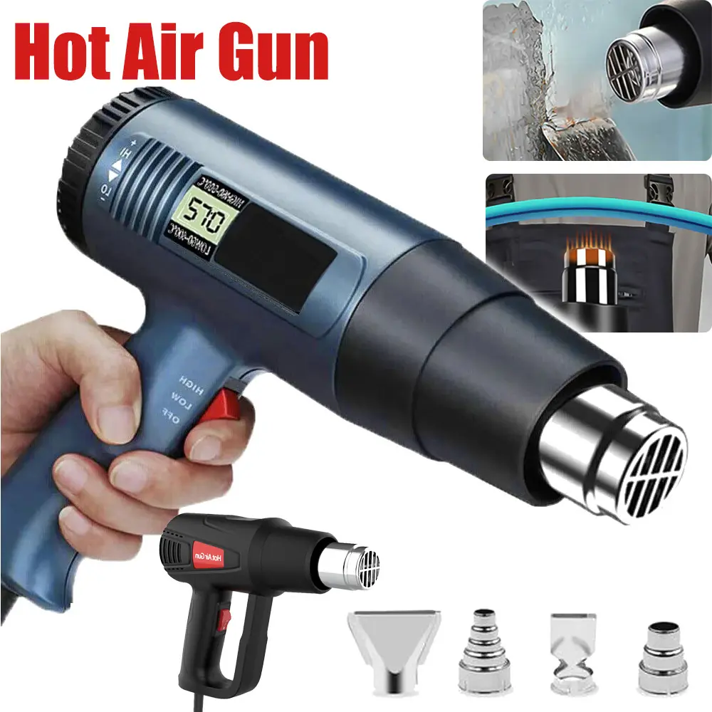 2500W Fast Heating Hot Air Gun with 4 Nozzles, With LCD Display 2-Temp Control, 122℉~1112℉ for Crafts, Shrinking PVC, Stripping Paint
