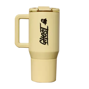 GHOST x HydroJug Coffee Mug – 20oz Latte | Ceramic-Lined Insulated Traveler, Soft-Touch Ambidextrous Lid, Hot 6 Hrs / Cold 12 Hrs