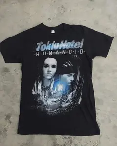 Tokio Hotel Humanoid 90s Concert Albums Basic Black Rare T shirt Tokio Hotel Humanoid 90s Concert Albums Basic Black Rare T shirt