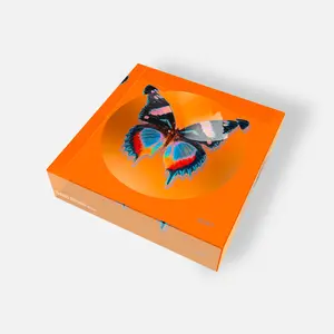 Solé Radiance Acrylic Jewelry Dish - Orange Butterfly Design Organizer for Rings Earrings Trinkets - Eclectic Style Modern Home Decor 6" x 6" x 2"