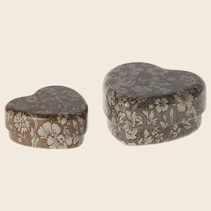 Maileg Metal Heart Box 2Pcs Set - Blue Ocher Blossom  '24