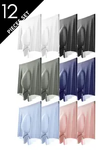 12 Pcs Men's Ice Silk Briefs , Ultra-Thin High Elasticity, Soft Breathable, Sexy Design, Aesthetic, Plain, Casual Outdoor Sports Comfort Fashion Underwear