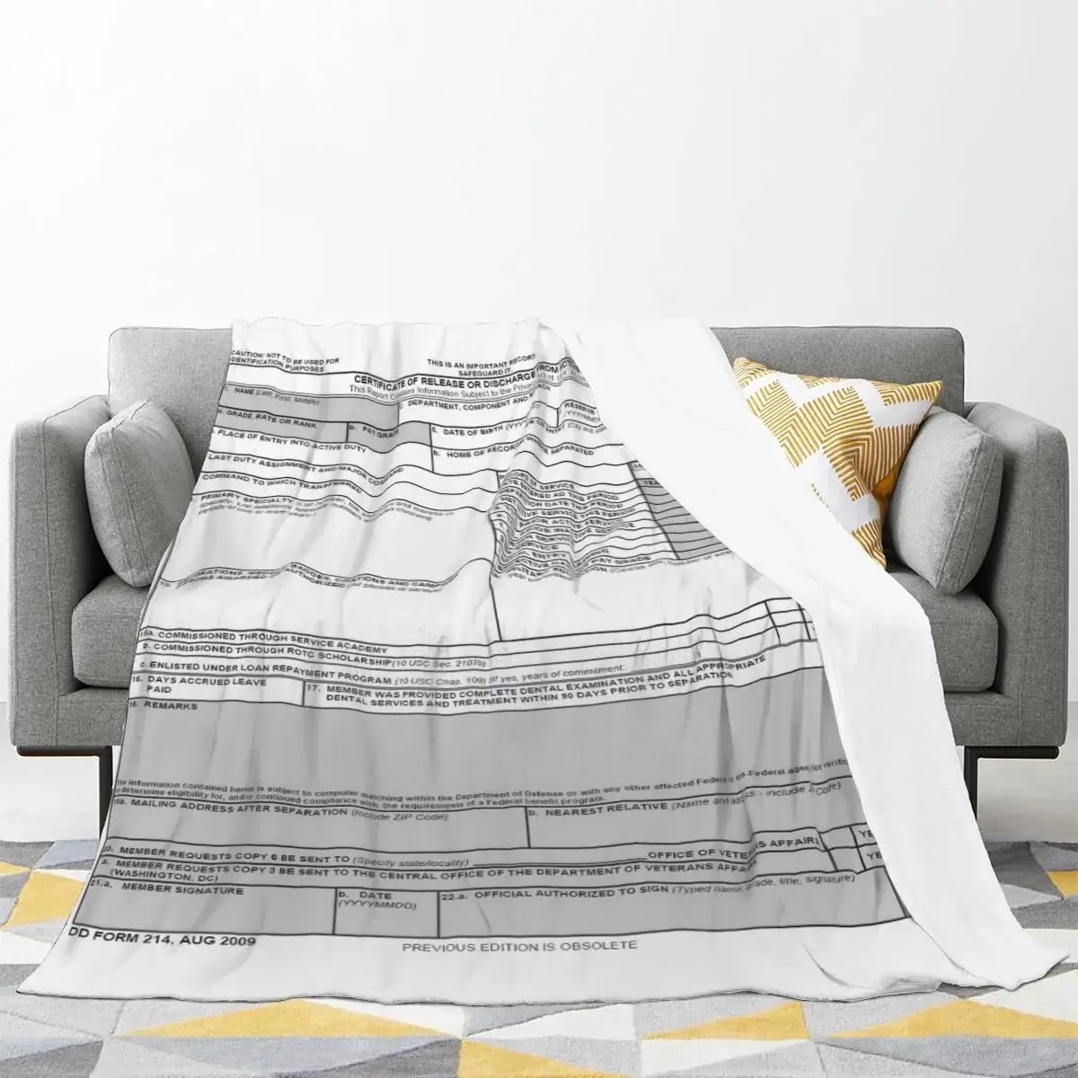 DD Form 214 Throw Blanket Veterans Blanket Gifts for Retired Men Cozy Soft Fleece Blanket Gift for Dad Women Girls Boys Couch Sofa Bedroom Living Room Decor Camping Picnic Supplies