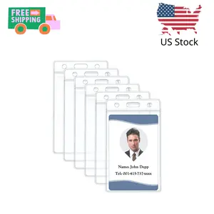 6 Pack Vertical ID Card Badge Holder Waterproof Clear Card Sleeve Case
