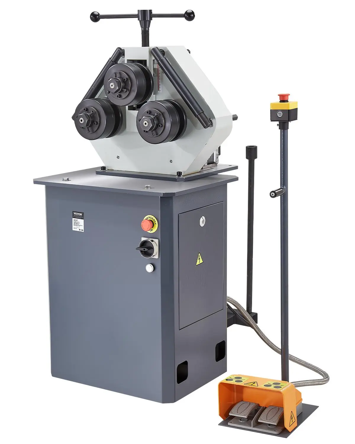 【DealsForYouDays】VEVOR 750W Electric Roll Bending Machine, , 3-Roller Electric Pipe Bender Machine with Reversible Foot Switch, Support Horizontal/Vertical Operation (220V 60Hz 3-Phase, No Plug)