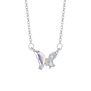 Colorful butterfly necklace accessory, women's light luxury ins stainless steel collarbone chain,gift,birthday gift