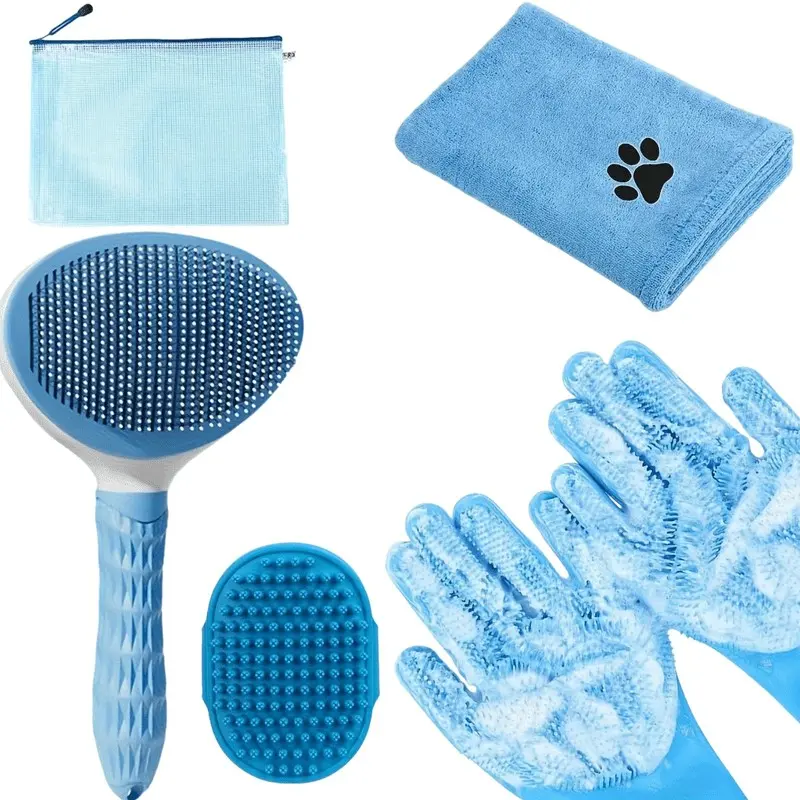 6pcs Dog Grooming Set Including Bath Towel, Washcloth, And Washing Gloves for Shiny Fur Dog Grooming Supplies