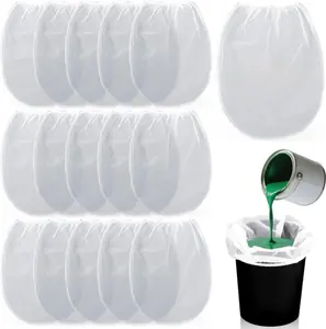 15 Pcs Paint Strainer Bags 5 Gallon, Bucket Paint Filters Strainer 5 Gal with Stretchable Elastic Top Opening paint Screen for 5 Gallon Bucket Nylon White Fine Mesh Bag for Gardening, Plant Protection, Easy Attach, Round Shape