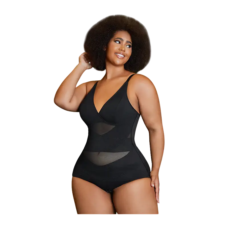 Nebility Women's V Neck Minimalist Comfortable Basic bodysuits shapewear mesh breathable sleeveless womenwear High Stretch Girdle