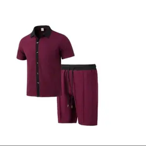 this sexy colorblock lapel breasted short sleeve men short sets Clothes Menswear Tropical Top