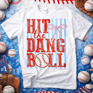 Hit The Dang Ball Shirt Baseball Shirt Stripes Bows Softball Shirt