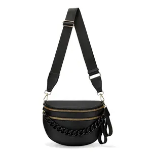 Adjustable shoulder straps, multifunctional crossbody bag with chain, multi-layer pockets and zipper; large waist bag, nylon waterproof chest bag with large capacity, hip bag; portable backpack for everyday use and outdoor travel; a high-quality gift choi