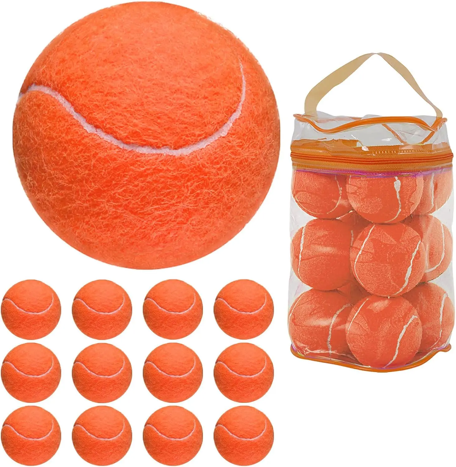 Durable Pressurized Tennis Balls - 12 Pack Yellow Felt  Balls for Beginners and Dogs