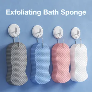 [2count]Magic Exfoliating Bath Sponge,3D Super Soft Exfoliating Bath Sponge,Skin Friendly and Reusable,Alternative to exfoliating Gloves,for both men and women,Random Color.