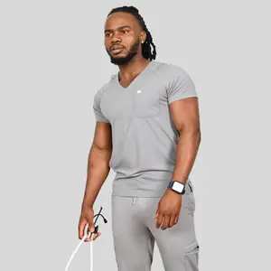 Zion Men V-Neck Scrub Top
