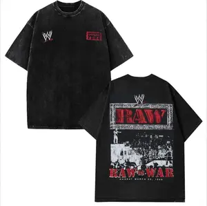 WWE 2026 RAW Legends Washed Shirt Vintage Wrestling Graphic Tee Heavyweight Cotton Streetwear Casual Summer Top Soft Comfortable Daily Wear Urban Fashion Shirt Ideal Gift For Men