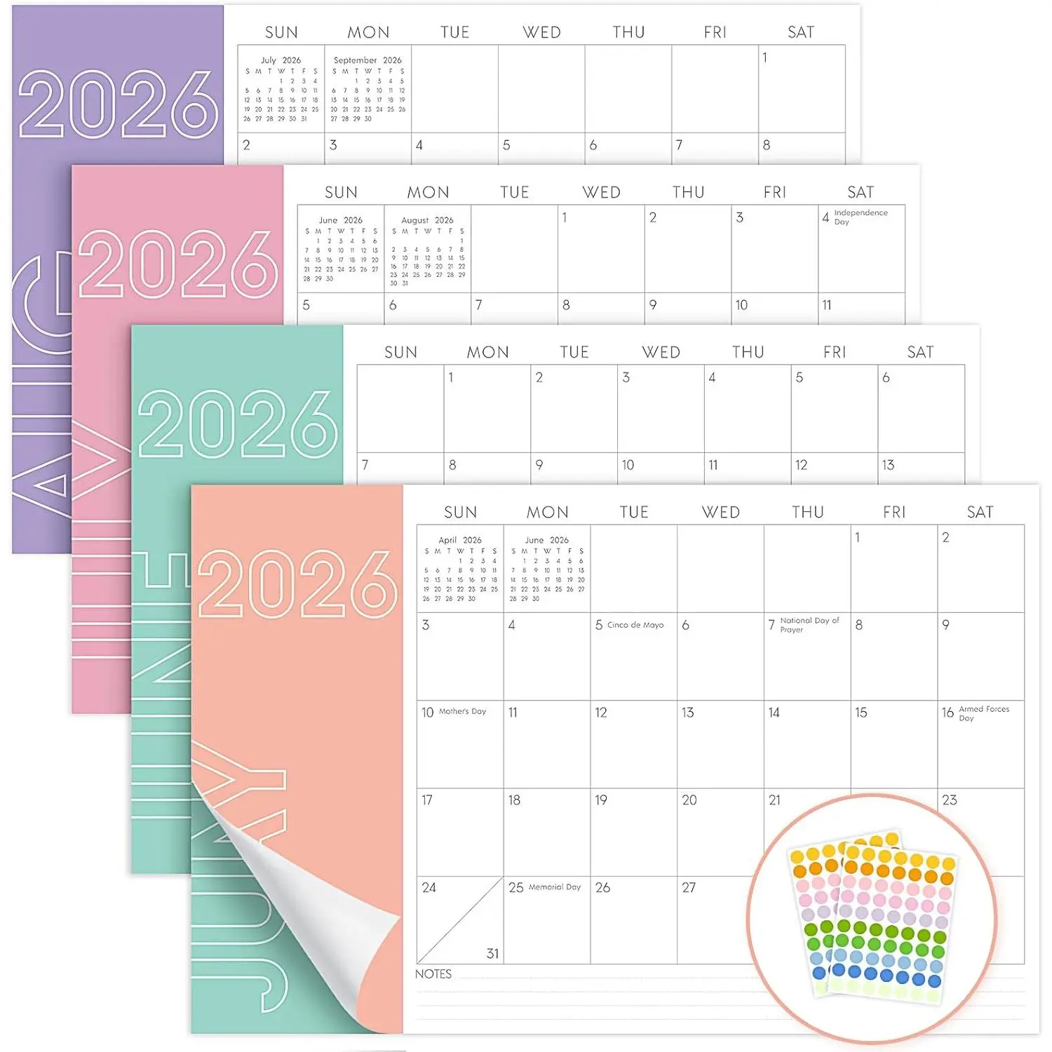 Large Desk Calendar 2026-2027, 20 Months Desk Calendar 2026-11"x17" - Runs From May 2026 Until December 2027, 2026 Desktop Calendar for School,  & Office Supplies, Morandi