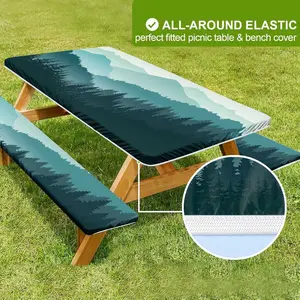 Exquisite Bohemian geometric patterns, outdoor courtyard camping tablecloth and chair cover, picnic camping table and chair dust cover, portable table and chair protection case, firmly fixed (only table cover and chair cover, does not include furniture)