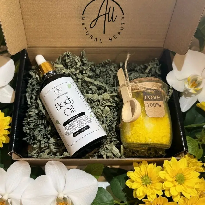 Unscented Organic Body Oil & Himalayan Bath Salts Set