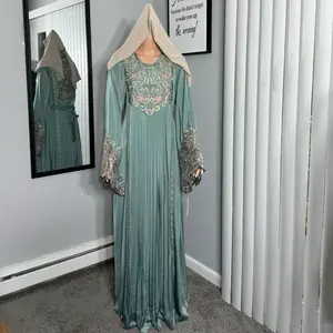 Korean Silk Abaya with Colorful Embroidery