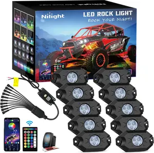 Nilight RGB LED Rock Lights Kit 10 Pods Underglow Multicolor Neon Pod with Remote & Bluetooth App Control DIY Flashing Music Mode Wheel Well Light for Truck ATV UTV RZR SUV  dealsforyoudays