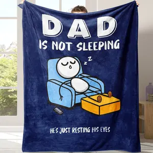 Father's Day Flannel Blanket, Soft and Warm Sofa Bed Cover, Lightweight Comfortable Throw, Ideal for Home Office Travel Camping, Blanket for Couch, Soft Cozy Blanket