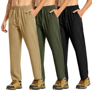 3 PACK GOPUNE Mens Hiking Pants Lightweight Quick Dry 3 Pockets Travel Fishing Water-Resistant Athletic Workout Sweatpants outdoorfun