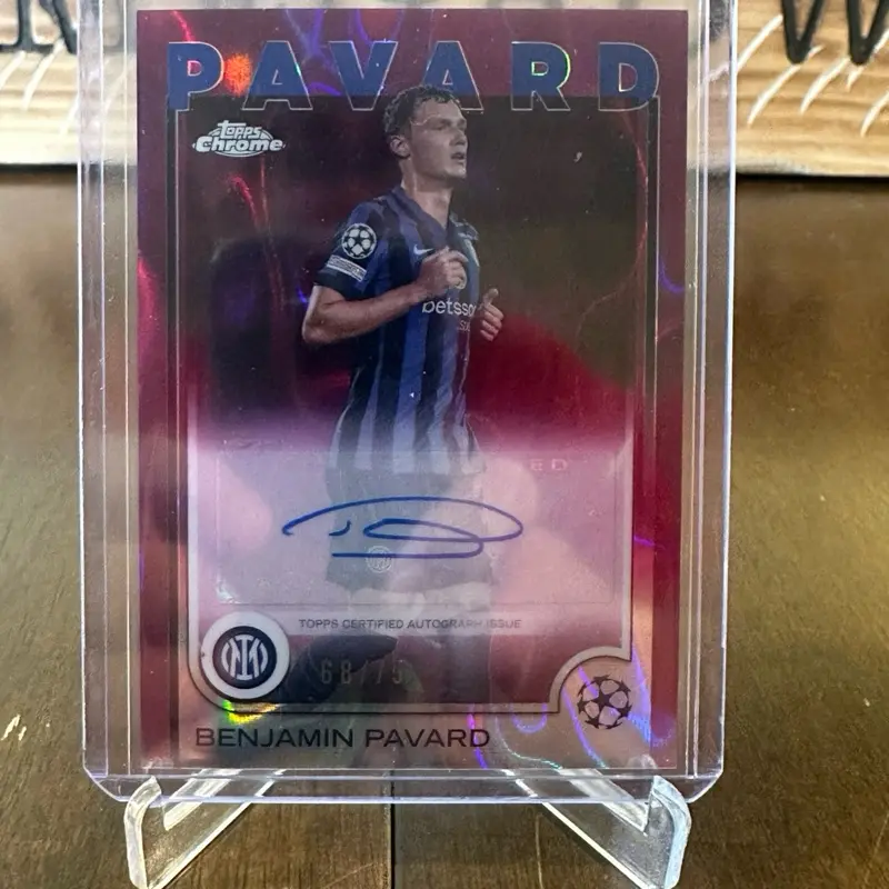 Benjamin Pavard - 2025 Topps Chrome Pink Lava Refractor Autograph Card 68/75 #CA-BP