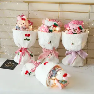 Cute Plush Rabbit Flower Bouquet, 1 Count Lovely Flower Bouquet without Light, Birthday Gift, Home Decoration, Party Supplies