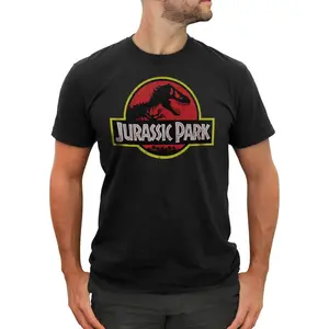 Jurassic Park  Jurassic Park Logo  Tee Fatherhood T-Shirt Print Hip Hop Art Drama Mask Unisex Y2K Funny Meme Dark Humor Oversized Double Printed Music Band Slim Shape Men's Moisture Wicking Women's Compression Athletic Quick-Dry Reflective Stripe baggy