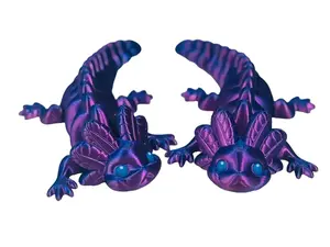 AXOLOTL Two Toned 3D Printed Fidget Collectible Blue & Purple Unique Design Collectible Figurine 7.5" L x 4" W Flexible Collectible Item for Display