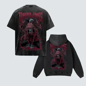 Gothic Retro Heavy Zero Two Code002 - Darling in the Franxx Tshirt & Hoodie – Oversize Unisex Cotton Double Printed Gift For Anime Fan