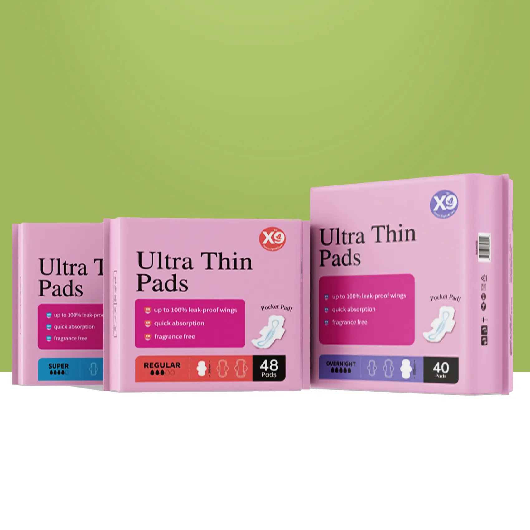 Women's Ultra-Thin Sanitary Pads with Wings, Quick Absorption, Fragrance-Free Period Pads for Sensitive Skin, Regular/Super/Overnight Menstrual Pads, Disposable Feminine Care