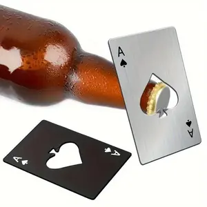 Stainless Steel Poker Shaped Bottle Opener, Portable Non Slip Manual Beer Opener, Creative Heart Design Bottle Opener for Home Kitchen Party, Kitchen Accessories for 2025, Kitchen Gadgets